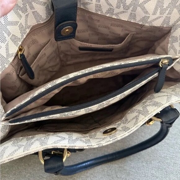 Michael Kors MK Monogram Satchel with Chain Strap Detail - Picture 6 of 12